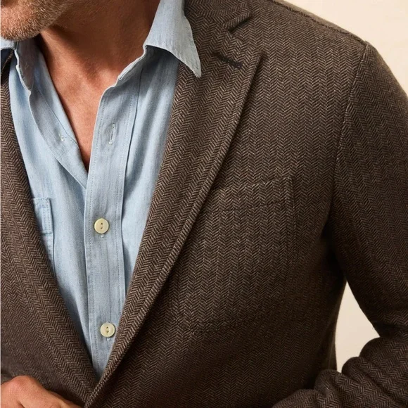 Faherty Men’s Blazer - Woodland Herringbone (Brown)